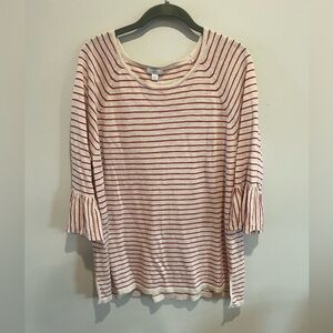 J.Jill Linen Blend Sweater with Flounce Sleeve size XL